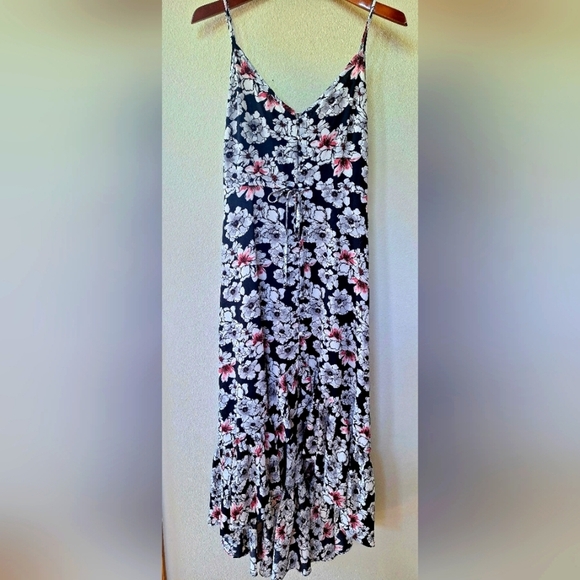 Betsey Johnson Womens High Low Floral Spaghetti Strap Midi Dress Size 2 - Picture 1 of 10